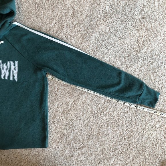 Grayson/Threads Soft Cropped Hoodie Green Long Sleeve Sweatshirt Top - Picture 12 of 12